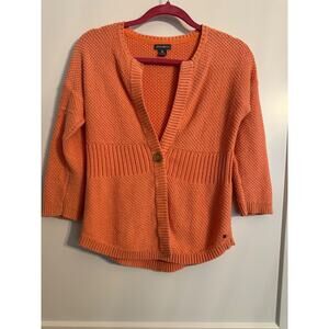 Eddie Bauer Women's Single Button Cardigan V-Neck Orange/Peach Sz XS
